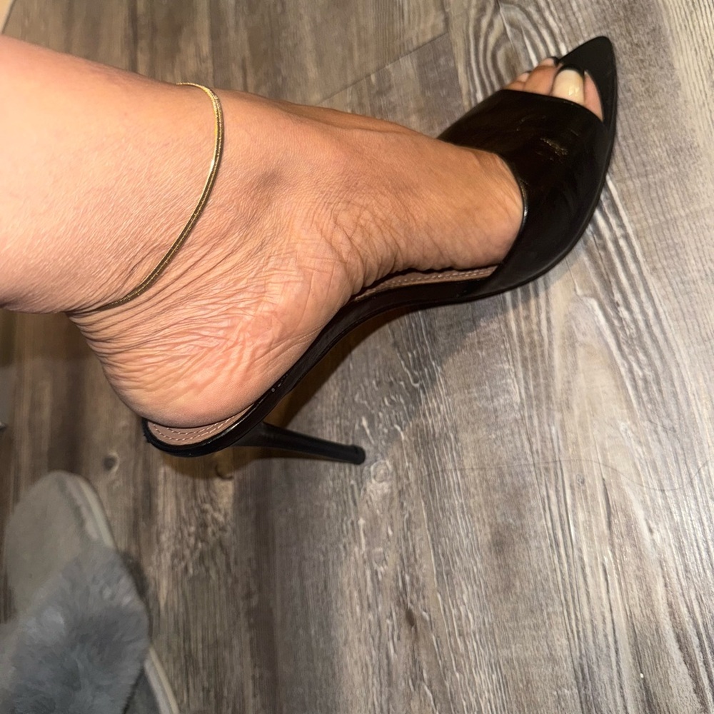BCBGMaxAzria Black Stiletto Heels peep toe pointy